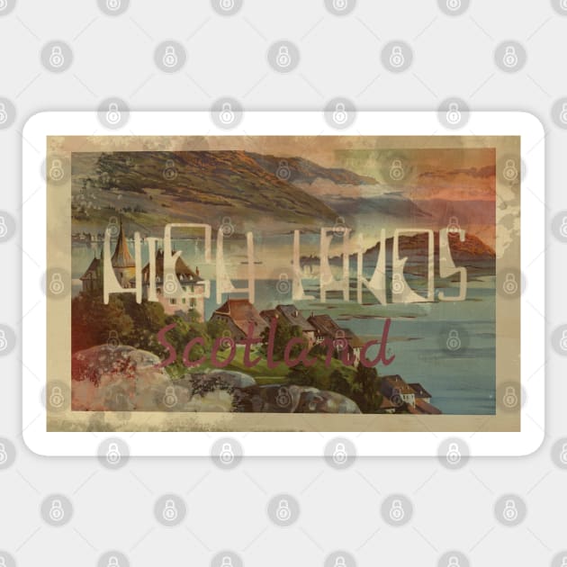 High Lands scotland vintage poster Sticker by SpaceWiz95